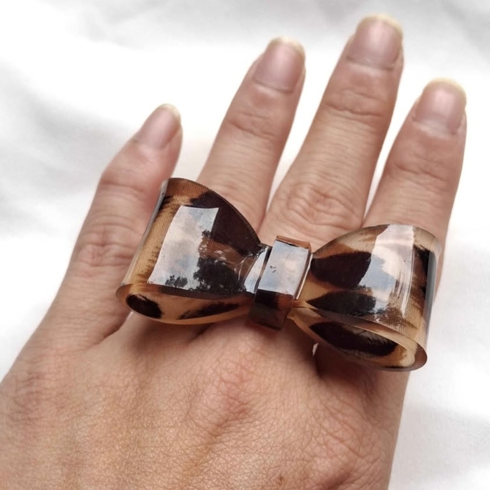 Leopard Print Bow Adjustable Ring - image 4